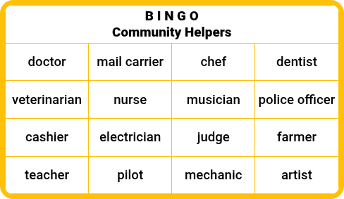 Community Helpers - Social Studies Bingo