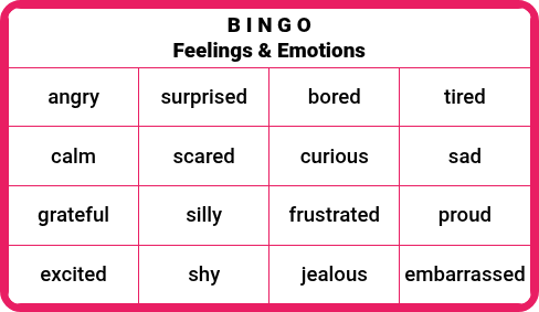 Feelings & Emotions - Vocabulary Bingo