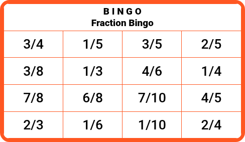 Fraction Bingo - Math Cards