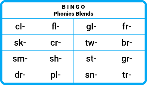 Phonics Blends & Digraphs - Bingo Cards